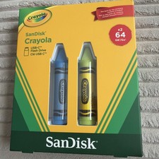 SanDisk Crayola 64GB USB-C Flash Drive 2-pack Cerulean Blue + Electric Lime NEW
