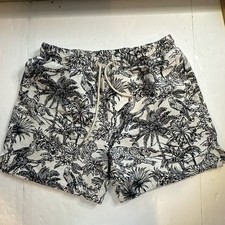Maison Article Mens Shorts Jungle Pattern Woven Off White, Black XL #770