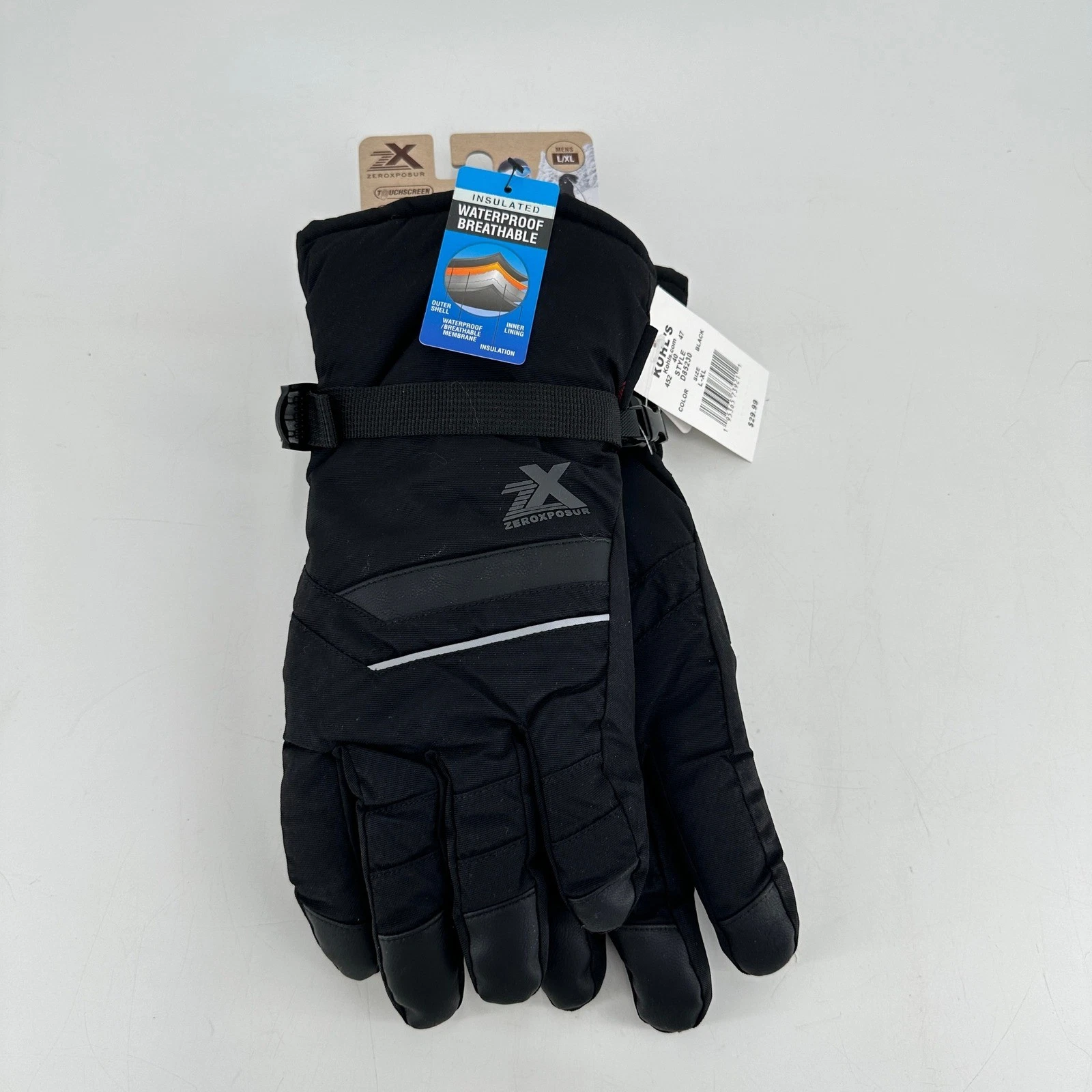 ZeroXposur Mens Heavyweight Insulated Waterproof Gloves Black L/XL D85230 NWT
Opens in a new window