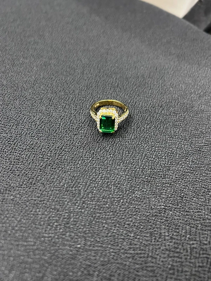 3.40 Ct Emerald Cut Natural Emerald & Diamond Anniversary Ring 14k Yellow Gold 7 - Image 2 of 4