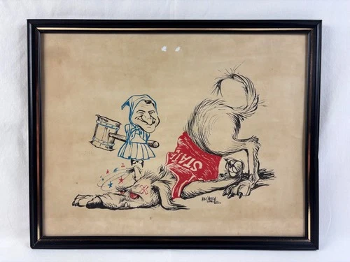 Vintage Jeff MacNelly UNC Tar Heels Dean Smith Pounds NC State Wolfpack Print