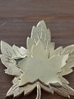 Vintage Signed MONET Textured Shiny Gold Tone Maple Leaf Brooch Pin — photo 4
