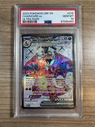 Charizard Ex 2023 Pokemon Ultra Rare Obsidian Flames #215 PSA 10