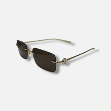 Gucci GG1262S Men's Gold GG1703SM Rimless Rectangle Sunglasses 55-17-140