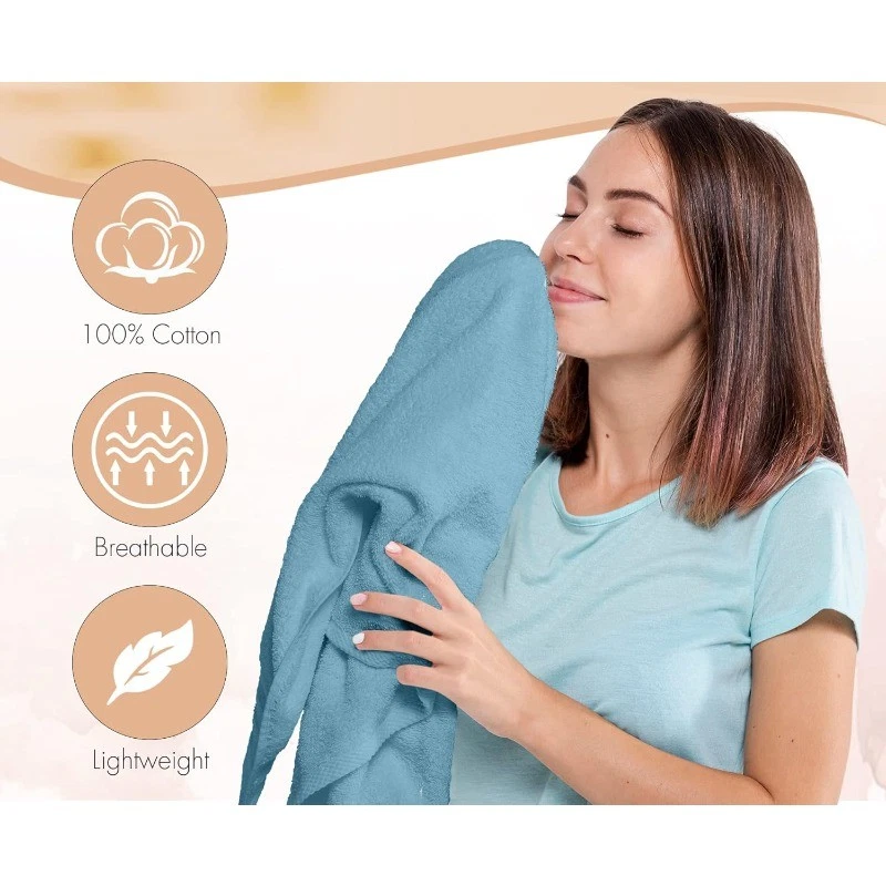 Pacote com 6 toalhas de banho conjunto 27 x 54 polegadas, 100% algodão, peso maior e mais leve - Imagem 2 de 4