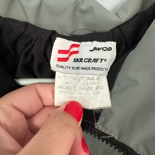 Vintage US ARMY PFU Gray Reflective Windbreaker Jacket PT Adult Size Large Reg - Picture 5 of 8