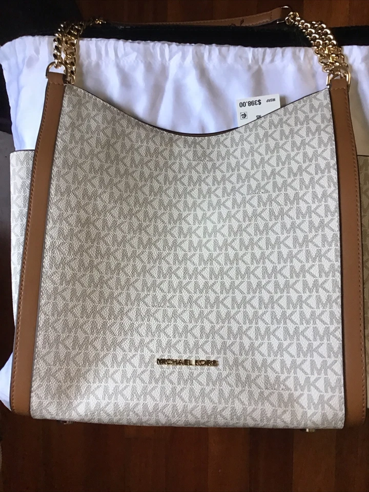 Bolso de hombro Michael Kors Newbury Vanilla/ACRN MD cadena venta al por menor $398