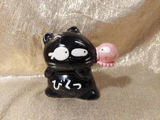Vintage 60s 70s Tokai Japanese Black Cat Piggy Bank, "Bikku", Surprise, Octopus