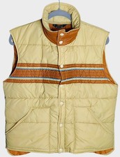 JCPenney Men s Medium Vintage Puffer Vest Snap Front Tan Brown