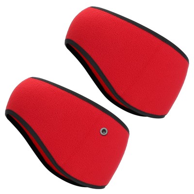 Ear Warmer Headband, 2Pcs Winter Stretchy Running Sweatband, Red