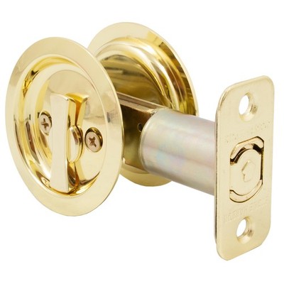 Round Pocket Door Lock, Privacy (Bed/Bath) Latch, 2-3/4 inch Backset, RCL, Polis