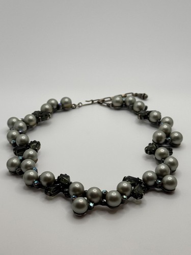 Vintage Schiaparelli Signed Faux Pearl Rhinestone Necklace - 第 11/16 張圖片