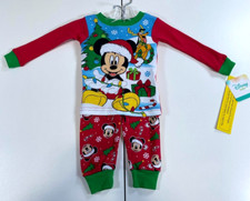 NWT Disney Mickey Mouse Boys Christmas 2 Piece Set Pajamas 12 Months