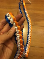 Orange, White, Blue Tri-Ribbon Graduation Lei Custom orders available