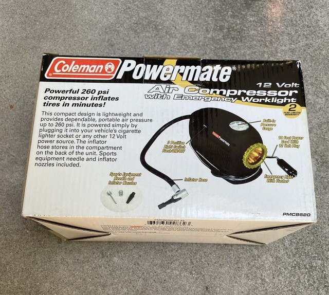 Coleman Powermate | 12V 260psi Air Compressor w/ Emergency Woklight | PMC8620 Coleman Powermate | 12V 260psi Air Compressor w/ Emergency Woklight | PMC8620