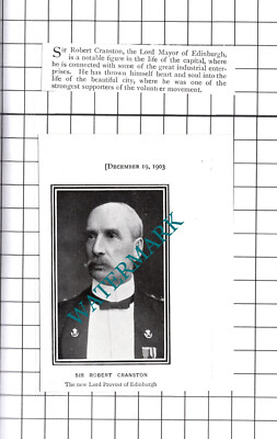 Sir Robert Cranston Oberbürgermeister von Edinburgh - 1903 kleiner 2-teiliger Steckling