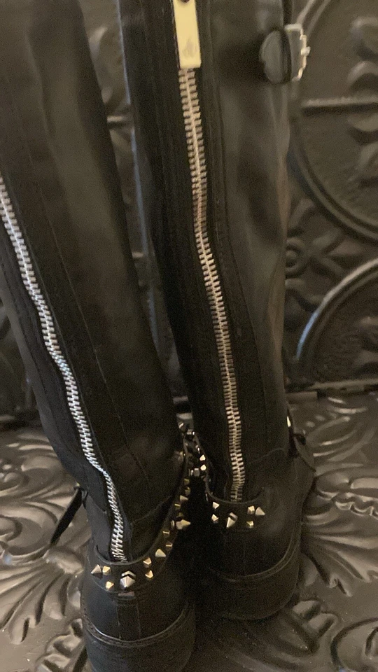 Черная кожа с заклепками острые молнии классный модный новый ботинки женщин Sz 10 W - Изображение 4 из 4