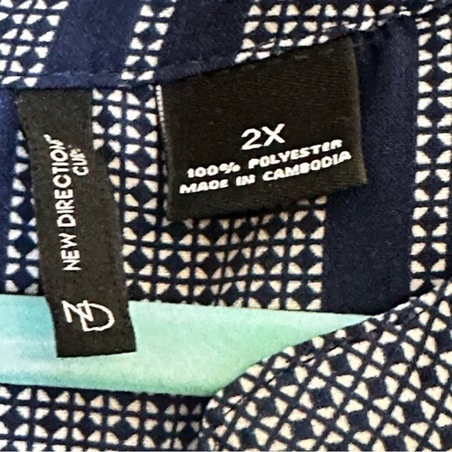 New Directions 100% polyester long sleeve navy blue and gray tunic sz 2x - Picture 7 of 10
