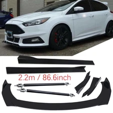 For Ford Focus Fiesta Front Bumper Lip Spoiler Splitter Glossy Black Body Kits