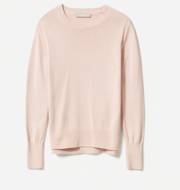 Everlane Womens Soft Cotton Crew Light Pink Knit Lightweight Sweater Sz M