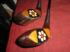 Vintage Persimmon Fancy Face Driver Brassie Golf Clubs RH