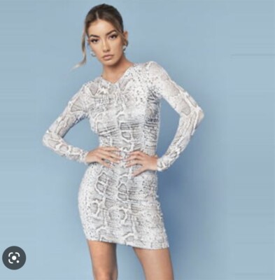 Grey Snake Print Slinky Ruched Mini Dress - MISSGUIDED - SIZE 6 - RRP 28  NEW | eBay UK