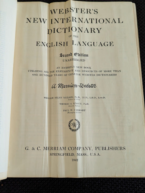 Webster'S New Int'l. Dictionary Second Edition Unabridged 1942 | eBay