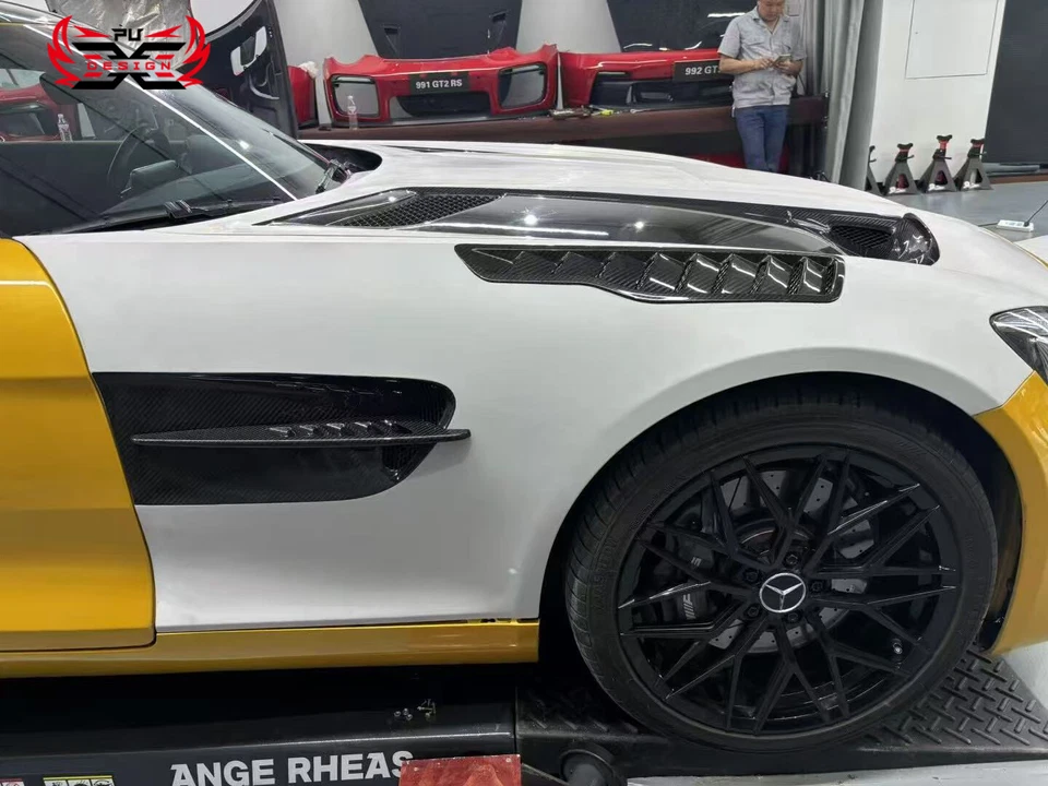 Parachoques delantero de fibra de carbono seco apto para Mercedes Benz AMG GT GTS GTC guardabarros lateral Foto 4 de 4