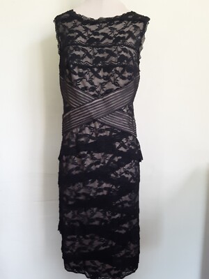 Dressy Black Sleeveless Lace W/ Beige Underneath Fitted Stretch Dress- Sz 14 | eBay Dressy Black Sleeveless Lace W/ Beige Underneath Fitted Stretch Dress- Sz 14 | eBay
