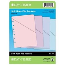 Day-Timer Soft Hues File Pockets, Desk Size, 6 1/4" x 8 1/2", 4 Pack