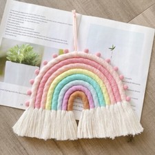 Macrame Rainbow Wall Hanging Home Decoration, Kids Nursery Room