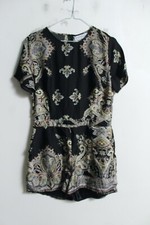 Diffuse Womens Satin Paisley Playsuit - Black - Size 12 m22 