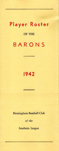 1942 Birmingham Barons Spring Training Roster - Media Guide