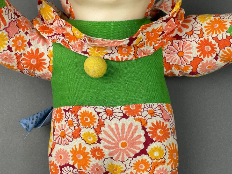 Vintage Clown Flowers Plush Musical Nose Rubber Face - Image 4 of 4