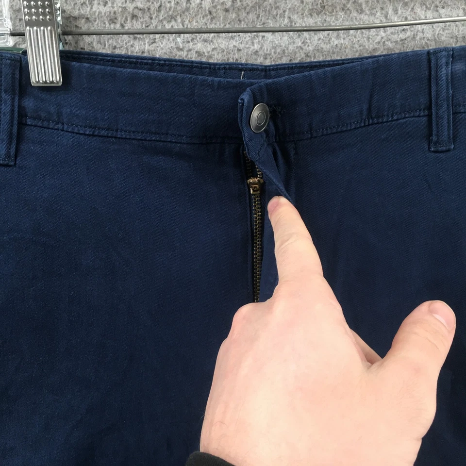 Pantalones Cortos Chinos Members Mark Frente Plano Para Hombres 40 (Real 42X9) Azul tiro medio cremallera NUEVO Foto 4 de 4