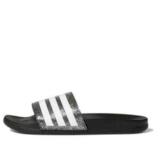 Adidas Adillete Comfort Slides Black White Silver FY8836 Preschool NEW with Tags