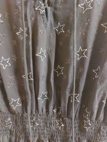 V By Very Ladies Curve Sparkly Sheer Silver Star Lace Up Dress Black Size UK 16 - Picture 6 of 11