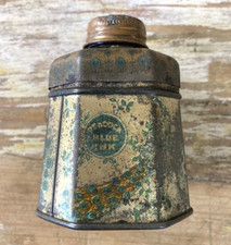 Antique vintage metal covered glass bottle Signet peacock blue ink Lepages 1920s