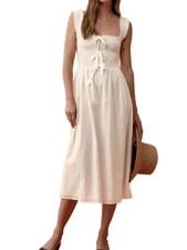 Reformation Darla smocked ivory MIDI dress Nwts S Prairie FairyCore Boho Casual