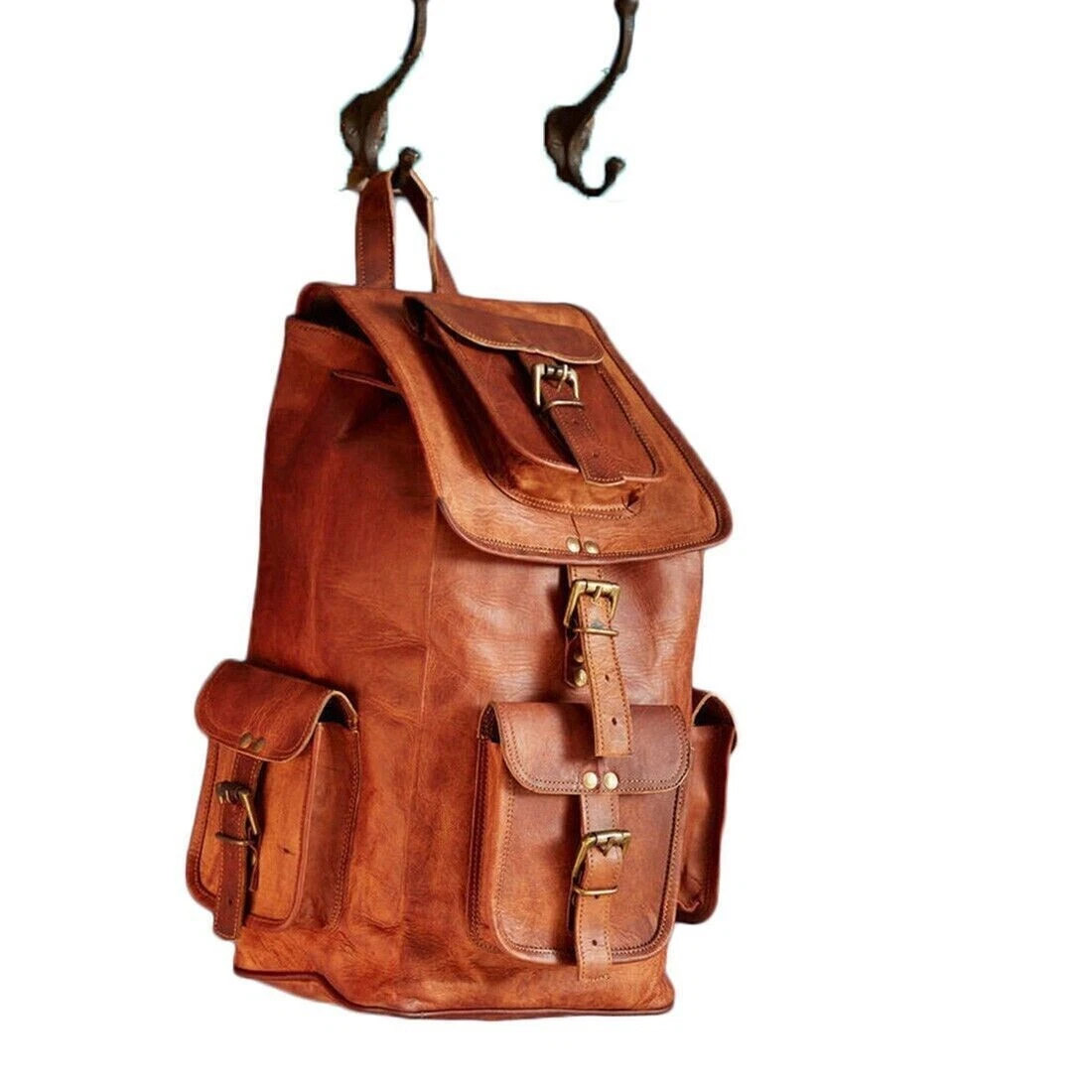 Bag Leather Backpack Men Genuine Laptop Travel Vintage Satchel Rucksack