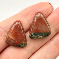 Natural Jaspers Matched Pair of 2 Red 22x17x4.5mm Cabochon Gemstones for Jewelry