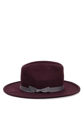 HAT ATTACK Cowboy Hat Burgundy Gray Grey bow one size Wool  display picture 3
