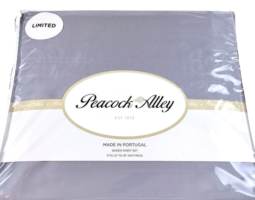 Luxus Laken Set Peacock Alley 100% langstapeliger Baumwollsatin 410 Fäden Queen Grau - Bild 1 von 4