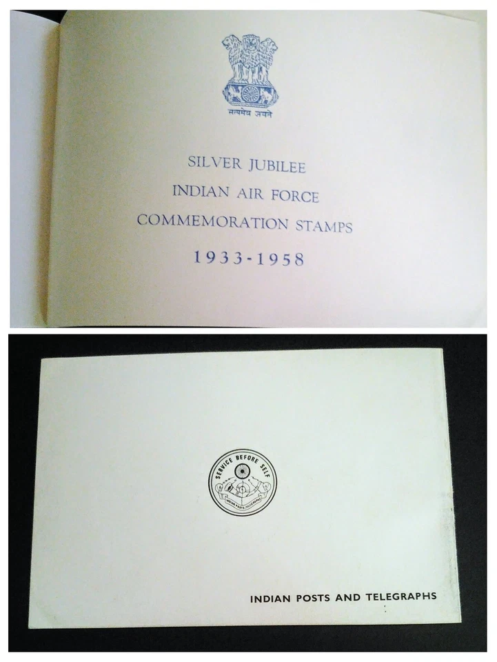 MUY RARO INDIA 1958 “FUERZA AÉREA JUBILEO DE PLATA” SELLOS PAQUETE DE PRESENTACIÓN MH UNIQ Foto 2 de 4