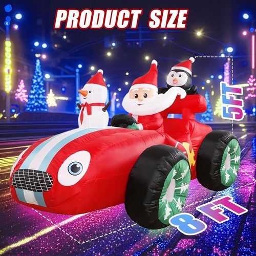 8 Fuß Weihnachten Santa Monster Truck Aufblasbar Outdoor Dekorationen Aufblasbar Sant... - Bild 5 von 7