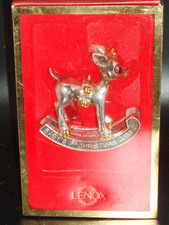 LENOX 2002 BABY'S FIRST CHRISTMAS ORNAMENT Rocking Reindeer NIB