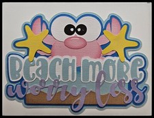 Ocean More Pink Title Handmade Paper Piecing Embellishment for Cards Pages PCC