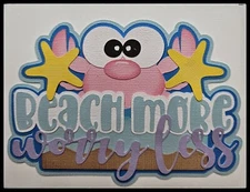 Ocean More Pink Title Handmade Paper Piecing Embellishment for Cards Pages PCC