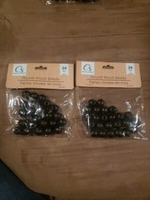 LOT OF 2 Round Wood Beads CRAFTERS SQUARE 10mm 24 COUNT BEADS 48 TOTAL FAST SHIP
