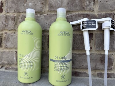 Aveda Be Curly Shampoo and Conditioner ,with Pump,33.8oz / 1L, duo
